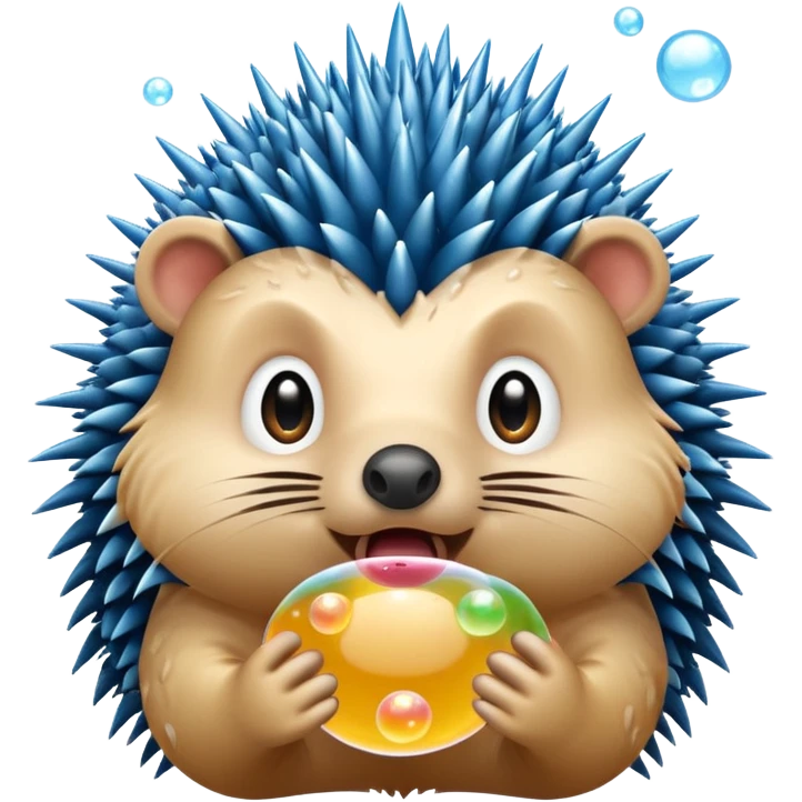 Porcupine blowing bubbles emoji