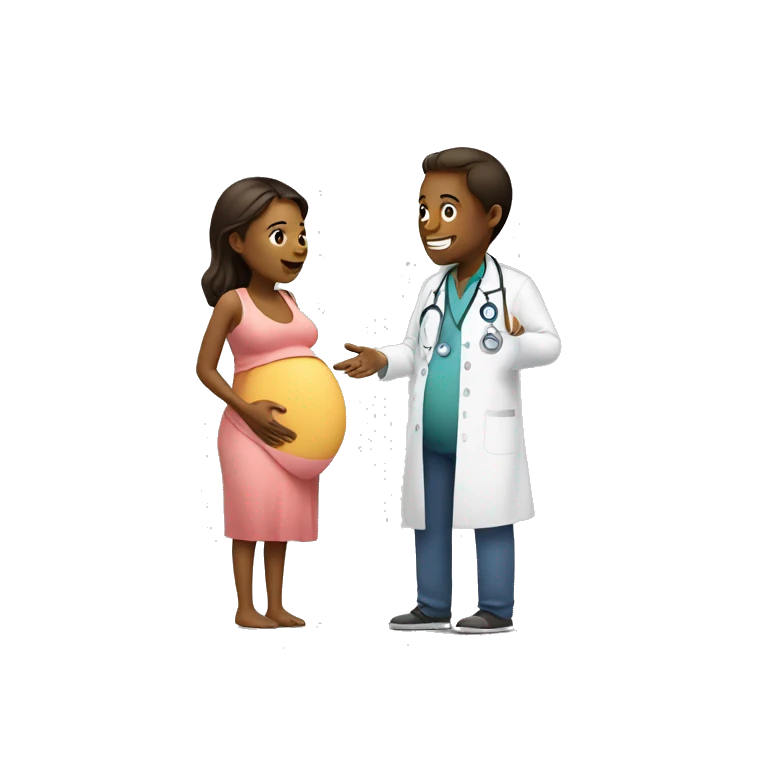 pregnant woman talking to a doctor emoji