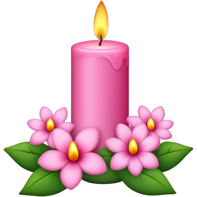 Spring pink candle with flowers  emoji