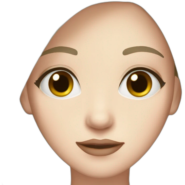 Woman, pale skin, dark straight hair, big black eyes emoji