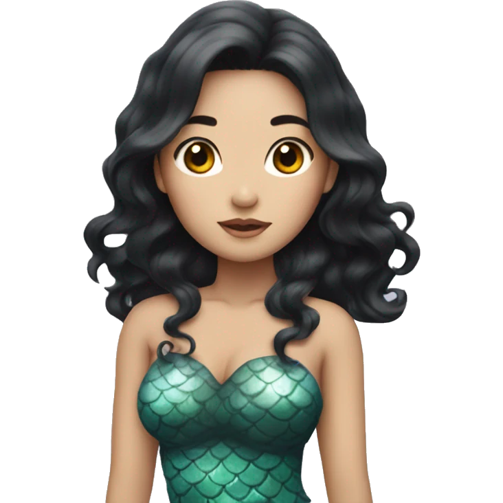 Asian mermaid with black wavy hair emoji