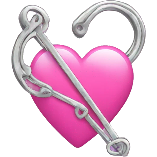 Safety pin with pink heart emoji
