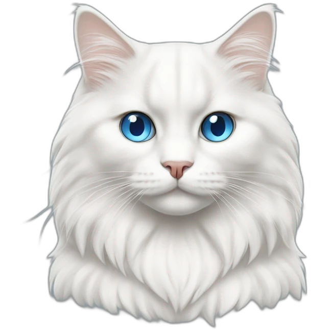 White siberian cat with crey ears and blue eyes emoji