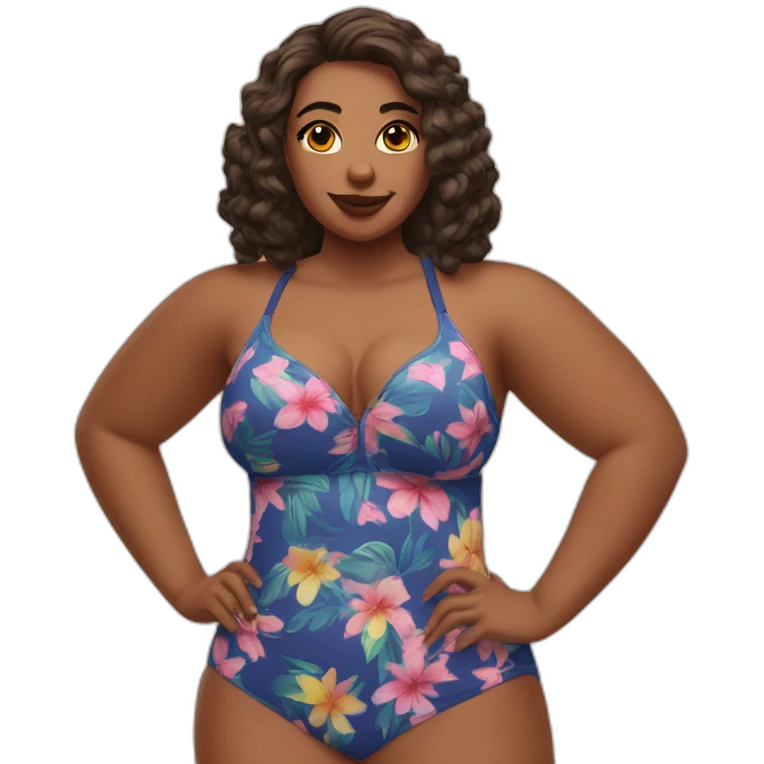 Thicc caucasian woman swimsuit posing emoji
