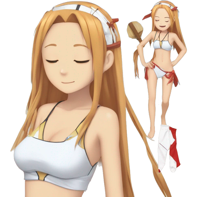 full body Asuna anime sword art online one piece swim suit sleeping emoji