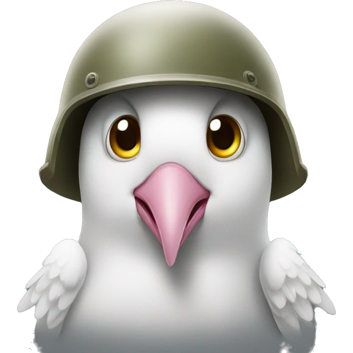 Dove crying from eye wearing army helmet  emoji