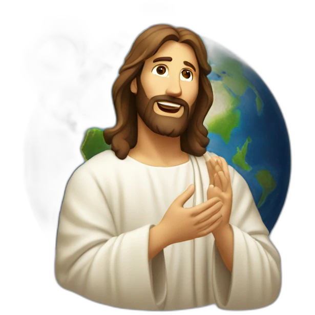 Jesus Cristo irradiando luz ao planeta Terra emoji