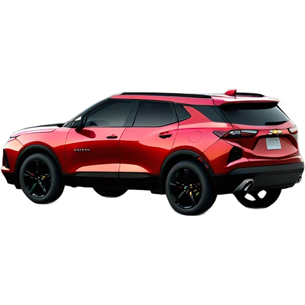 2020 Red Chevrolet Blazer with black wheels, black Chevrolet logo, on the road emoji