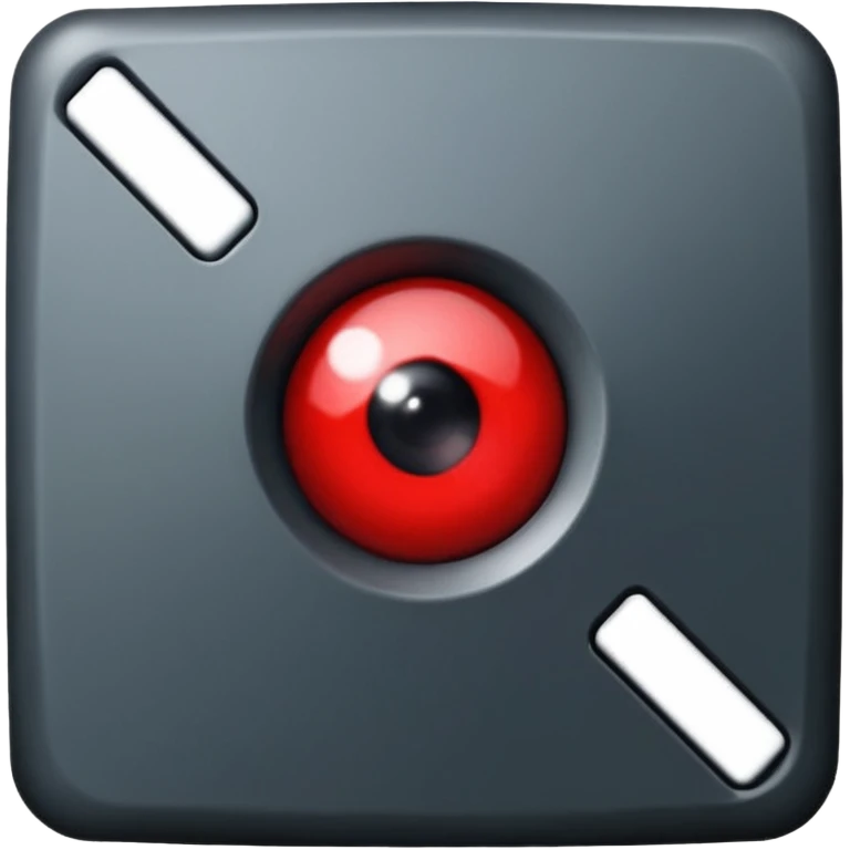 Show me a really dark grey square with a red flash on the side of it to look like a flashy eye and no other eye on the right side of the square. Add this to the head too. A domino hat that is from forsaken 1x1x1x1. emoji