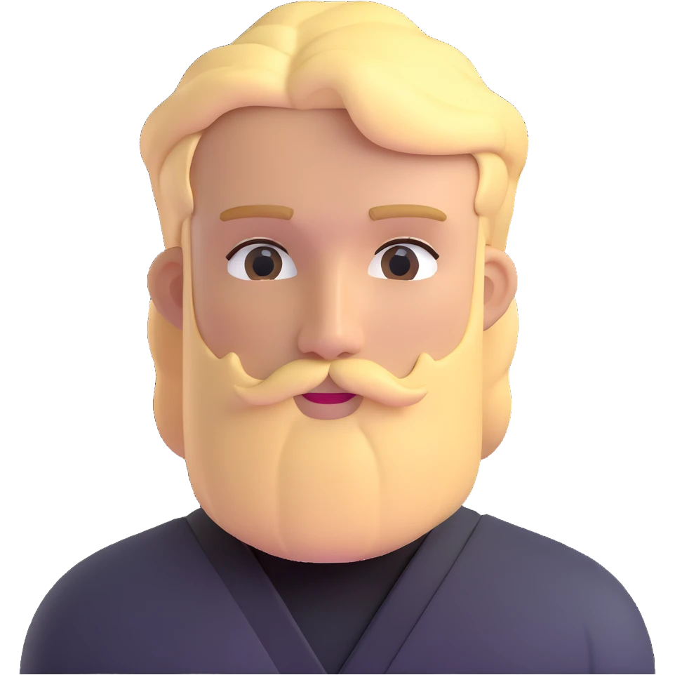 young man with blonde hair and neat medium beard emoji