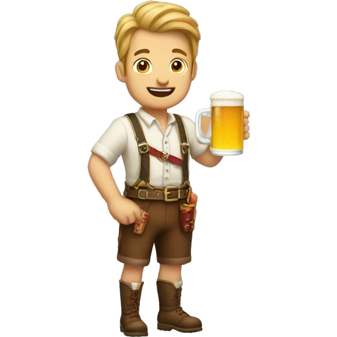 man in lederhosen holding beer and sausage  emoji