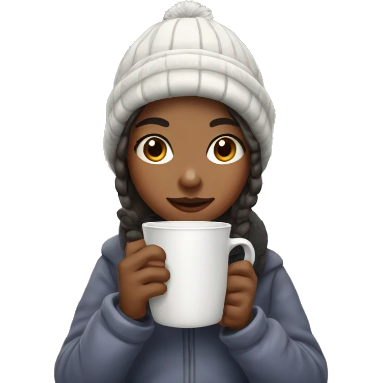 girl dressed for winter drinking hot chocolate  emoji