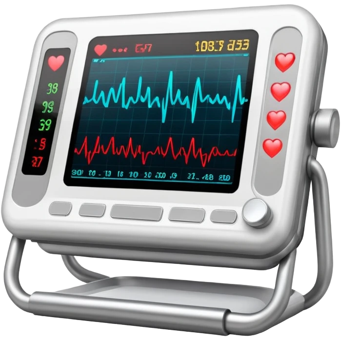 EKG machine with heart rate monitor display emoji