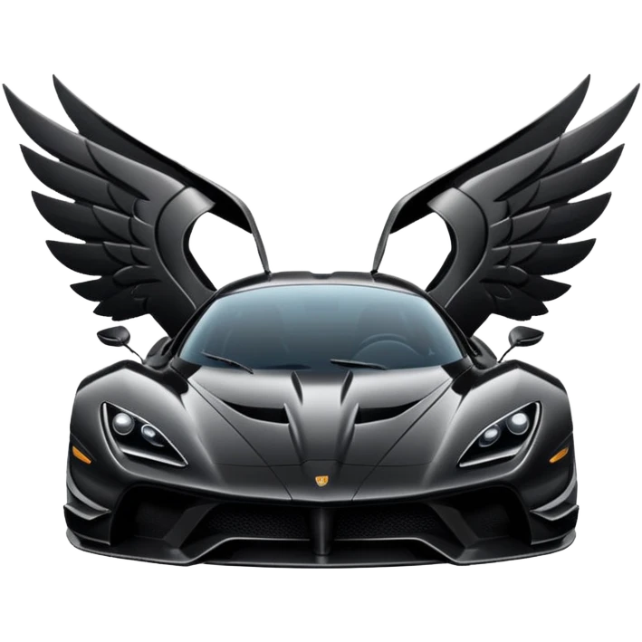 An black hypercar, with wings and satisfaction of specs emoji