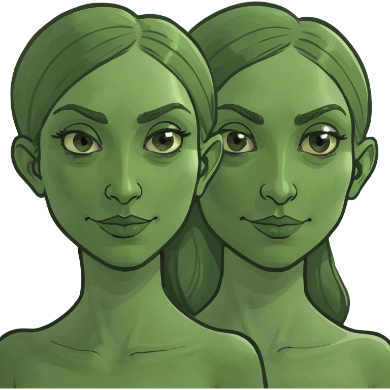 A two faced lady emoji