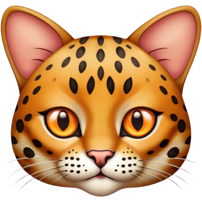 Leopard cat with spotted fur and alert expression emoji
