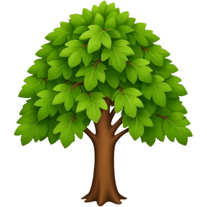 "iOS style tree emoji, green leaves with a brown trunk, smooth texture, no background" emoji
