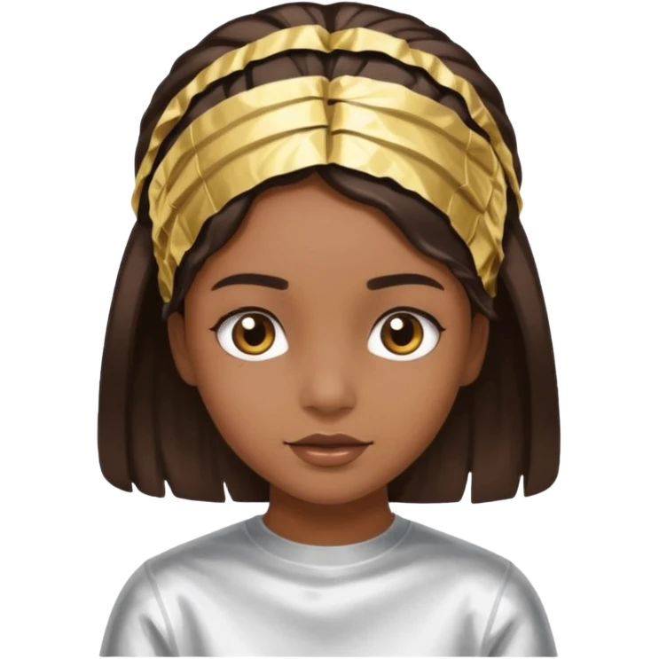 Chica morena haciéndose mechas(con aluminio en la cabeza) emoji