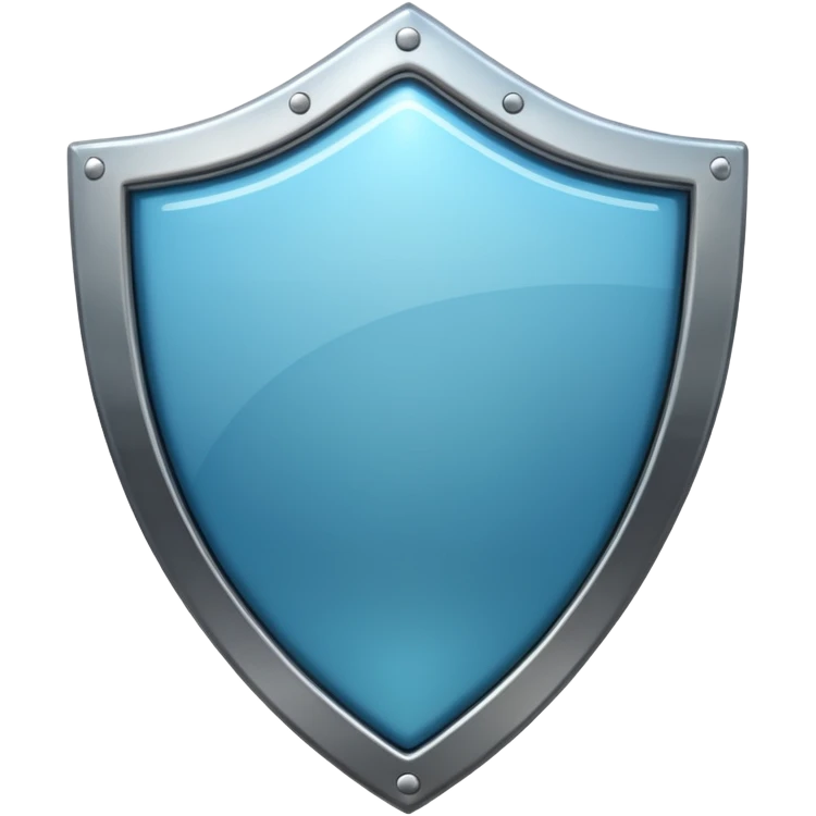 metal shield with glossy reflective surface, emoji