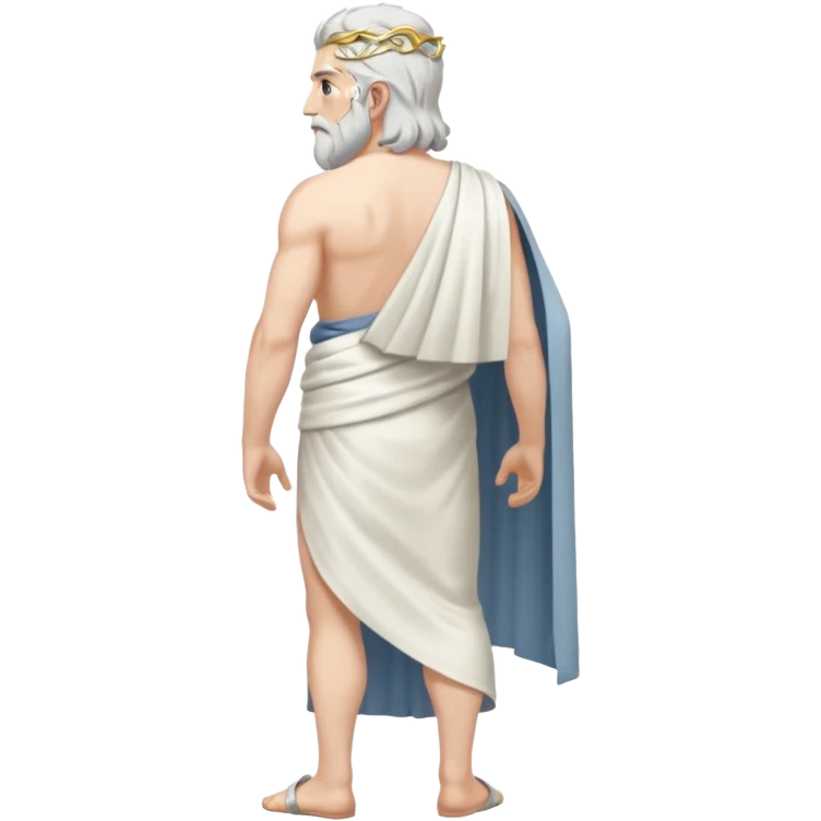 fullbody silverhair god ZEUS, standing still rearview emoji