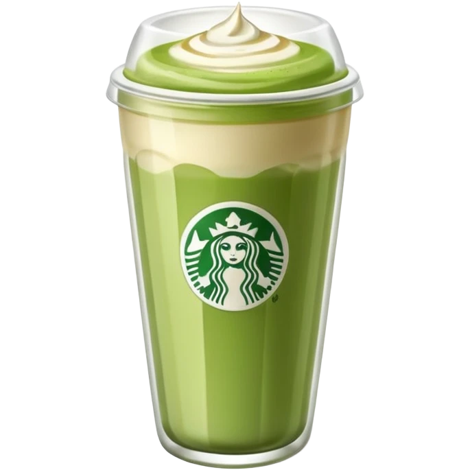 A clear glass with matcha latte. The glass should be a takeaway one, similar to Starbucks', but clear and without the logo. I'd like the latte to blend with the matcha. emoji