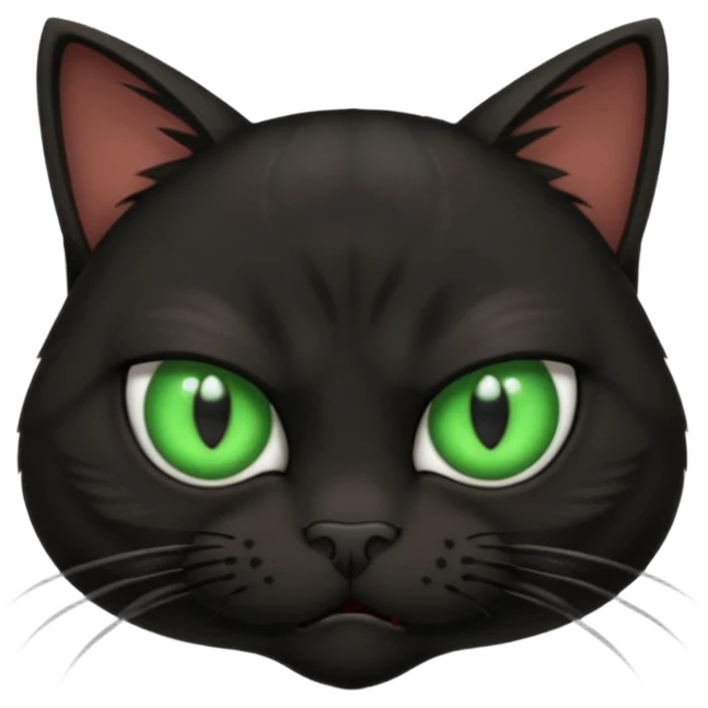 A black three-eyed cat with an angry expression emoji