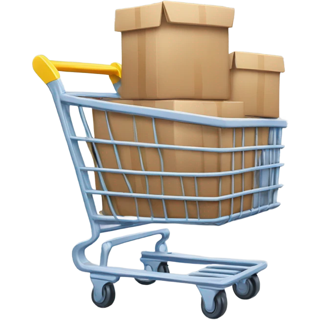 2-D shopping cart filled with boxes emoji