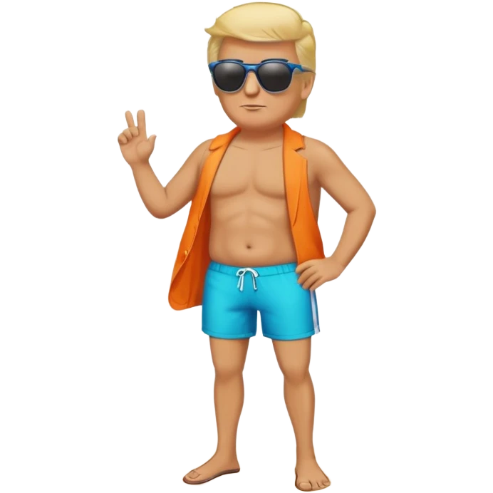 full body Trump standing in beach outfit emoji