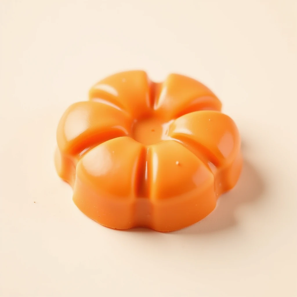 realistic orange flower-shaped candy, isolated on a transparent background, no visible background emoji