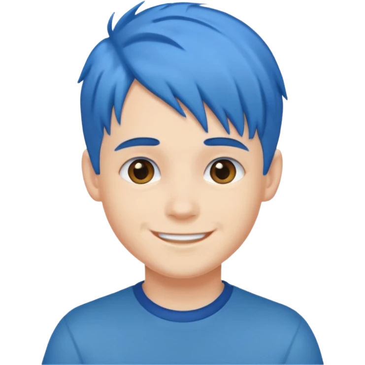 blue gamer Boy happy blue hair emoji