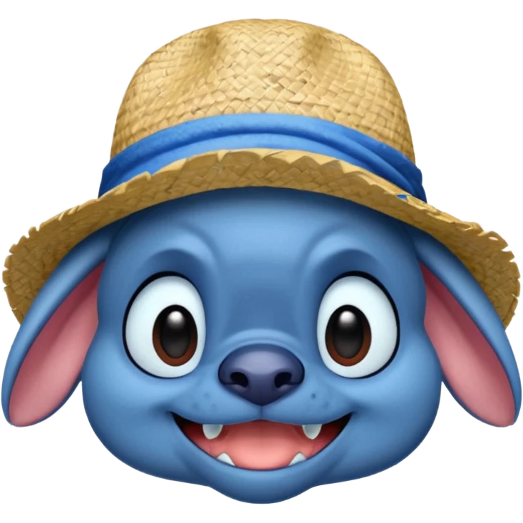 stitch qui porte un chapeau de luffy emoji