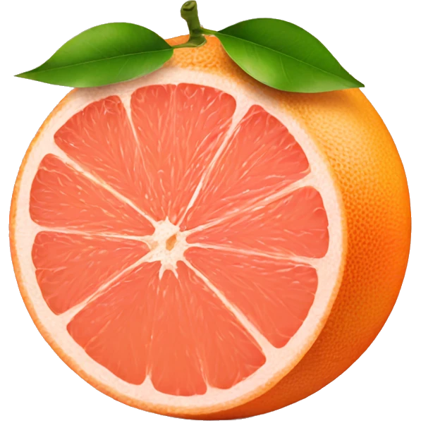 Grapefruit with leaves one of grapefruits cut emoji