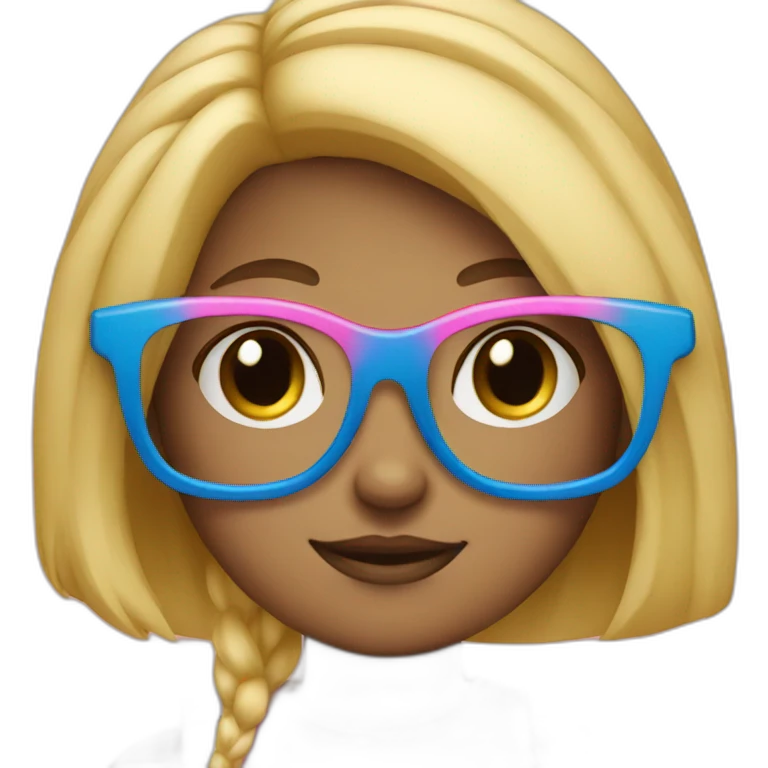 girl with blue and pink glasses and blond hair emoji