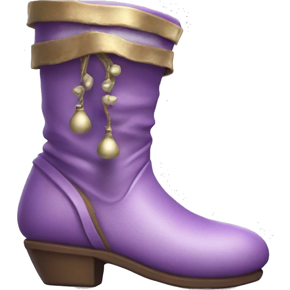 Realistic isolated light purple elf boots with bells. emoji