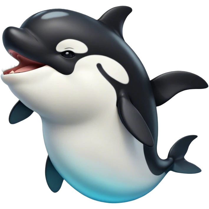 Cinematic Cute Yawning orca Portrait Emoji, Head tilted slightly with a dramatic, wide-open yawn, showcasing a sleek black-and-white body with gently relaxed fins and sleepy, half-closed eyes, Simplified yet irresistibly adorable features, highly detailed, glowing with a soft, cozy marine glow, high shine, relaxed yet expressive, stylized with a dash of whimsical deep-sea charm, soft glowing outline, capturing the essence of a drowsy yet affectionate orca that appears ready to stretch out in the waves for a nap! emoji