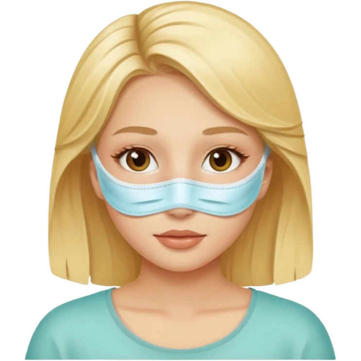 A blond girl with a mask for skincare  emoji