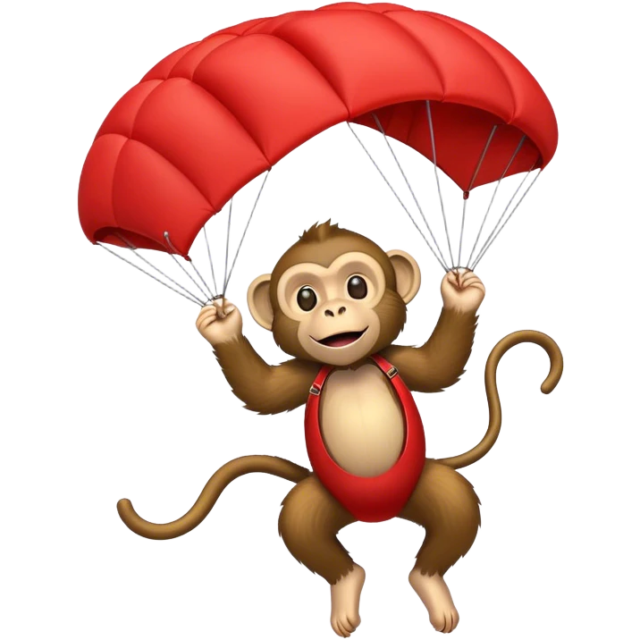 monkey flying with big red parachute emoji