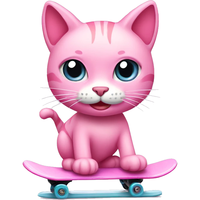 Pink cat skating emoji