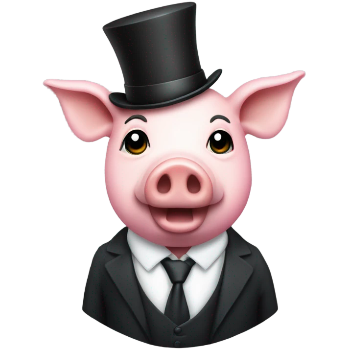 crosshairs on a pig in a suit and tie with top hat emoji