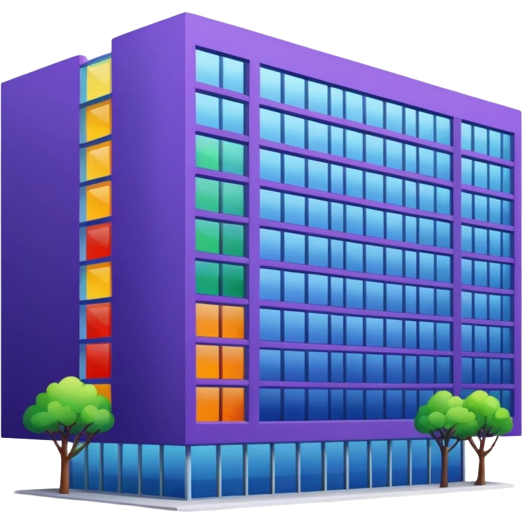 I want a 7 floors building with 7 colours. Starting with violet, indigo, blue, green, yellow, orange , red emoji