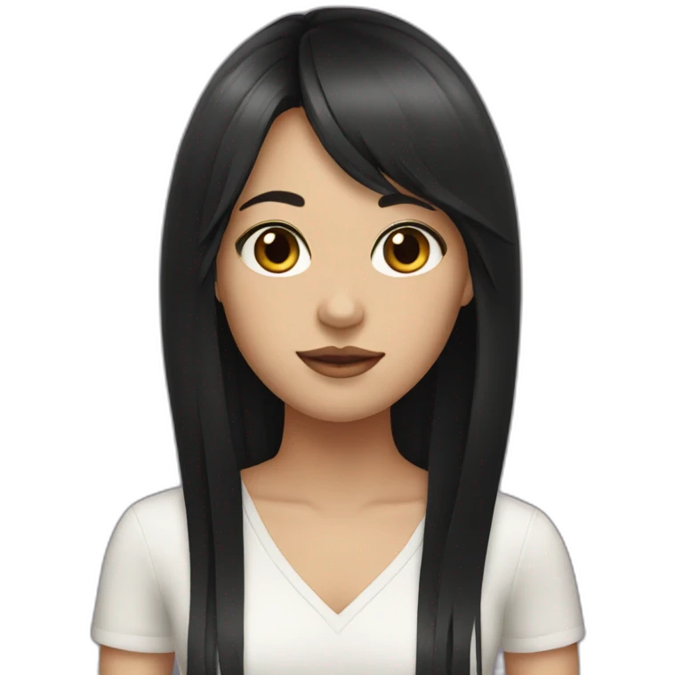 girl with long black hair and fringe emoji