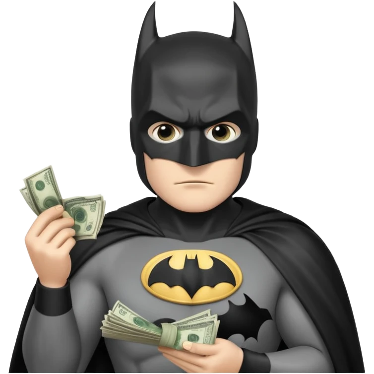Batman counting money with bundles of bills emoji