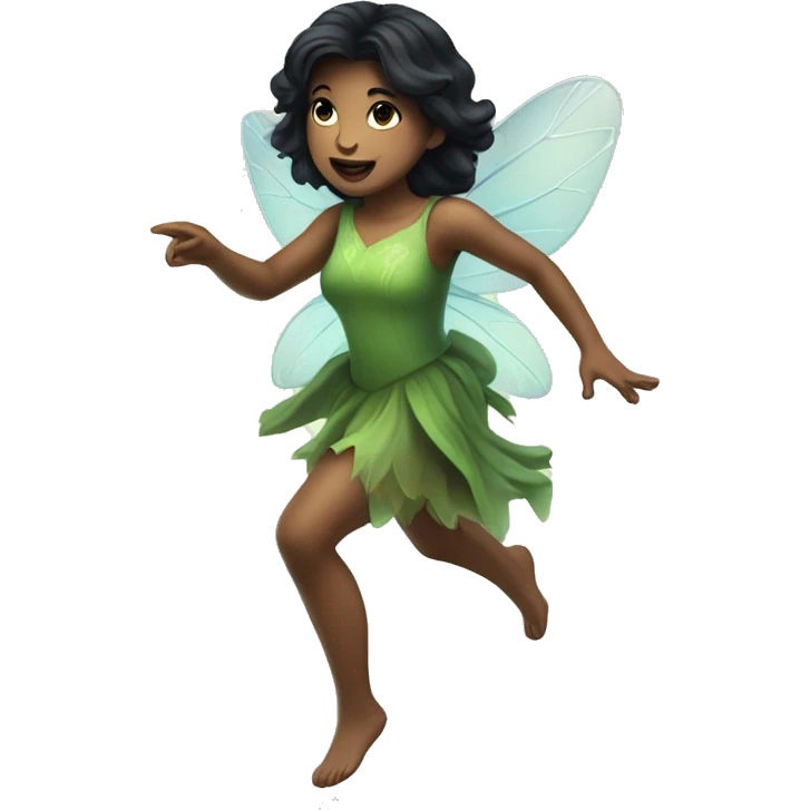 Black haired fairy chasing a firefly emoji