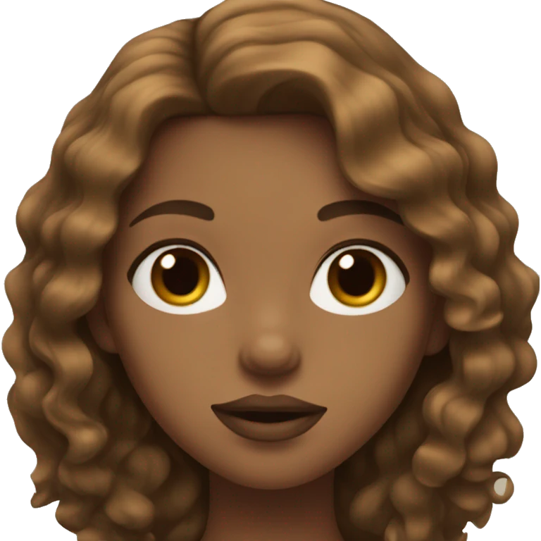 Girl with wavy brown hair and full lips emoji