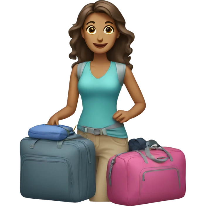 Woman packing overnight bag emoji