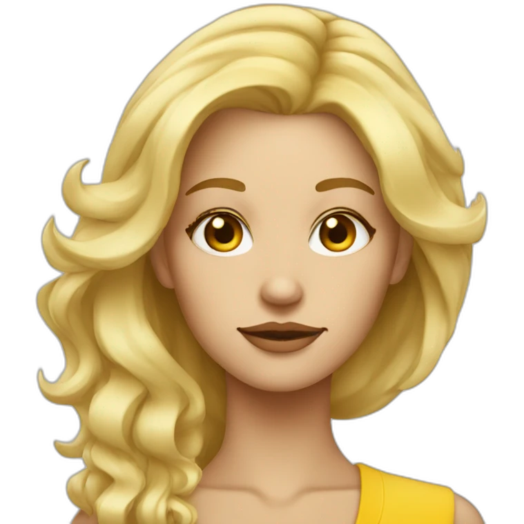 femme aux cheveux blonde et au yeux jaune emoji