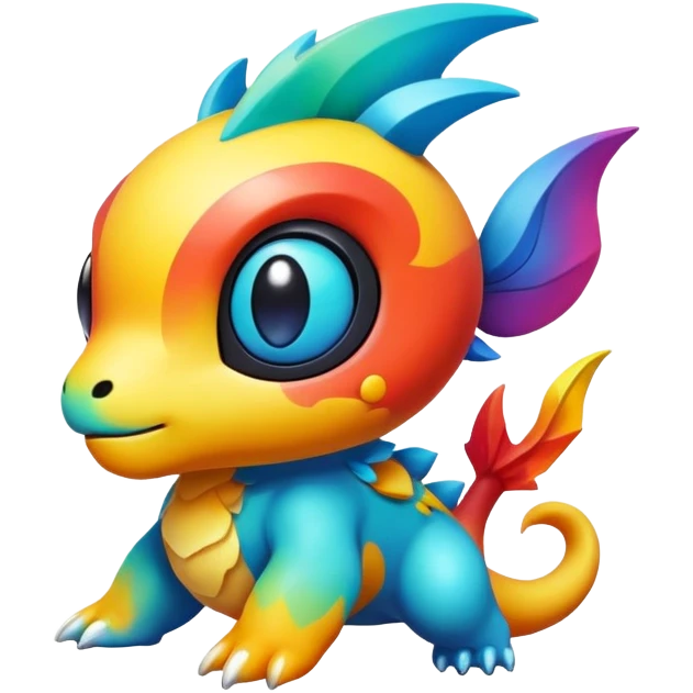Colorful vibrant chibi Fakémon-creature emoji
