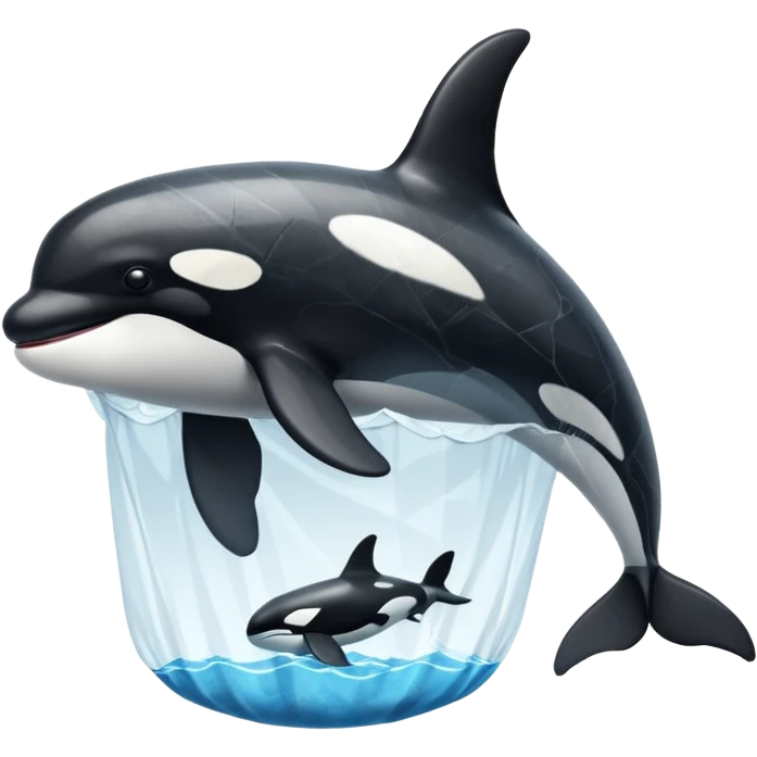 orca stuck in plastic waste bag emoji