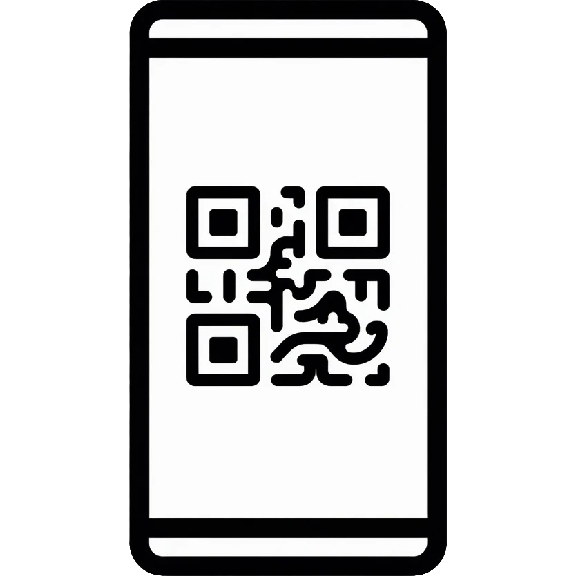 smartphone with QR code displayed on screen emoji