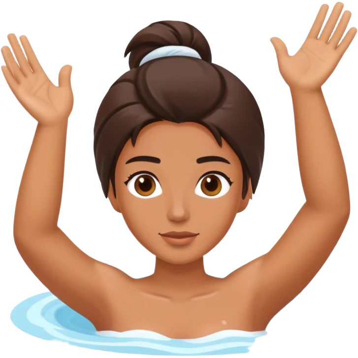 Celebrity in jacuzzi, one arm extended upward, other hand holding onto the side emoji